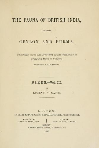 Cover for The fauna of British India, including Ceylon and Burma