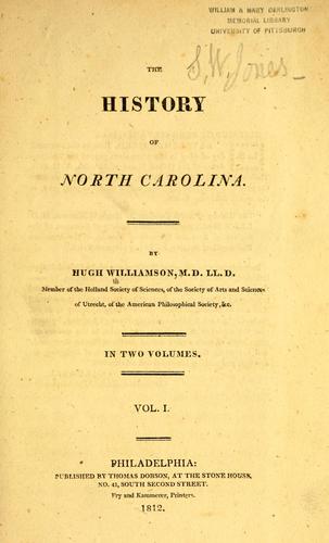 Cover for The history of North Carolina