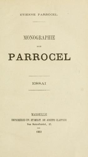 Cover for Monographie des Parrocel