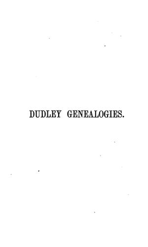 Cover for The Dudley genealogies and family records