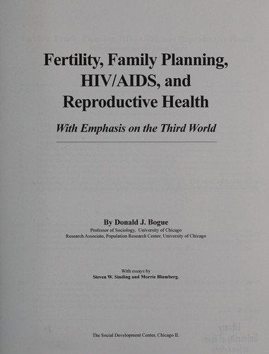 Cover for Fertility, family planning, HIV/AIDS, and reproductive health