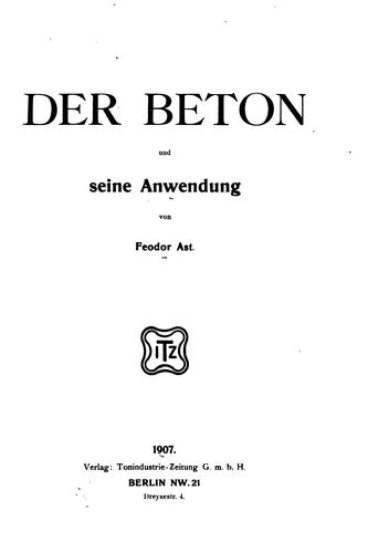 Cover for Die Beton und seine Anwendung