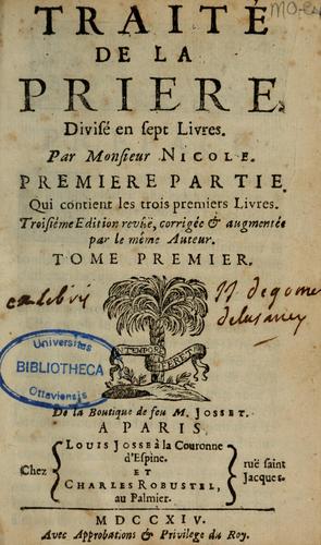 Cover for Traité de la priere