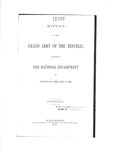 Cover for Ritual of the Grand Army of the Republic adopted by the National Encampment at Cincinnati, Ohio, May 13, 1869