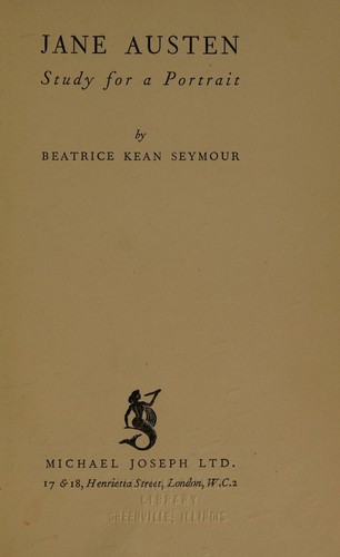 Cover for Jane Austen; study for a portrait