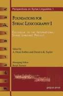 Cover for Foundations for Syriac lexicography I