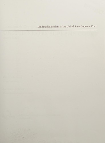 Cover for Landmark decisions of the United States Supreme Court