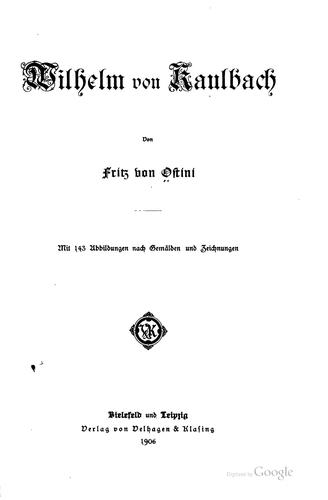 Cover for Wilhelm von Kaulbach