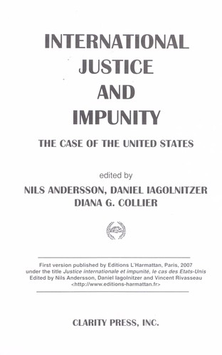 Cover for International justice and impunity