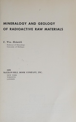 Cover for Mineralogy and geology of radioactive raw materials