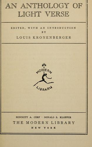 Cover for An anthology of light verse