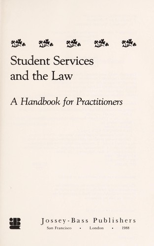 Cover for Student services and the law
