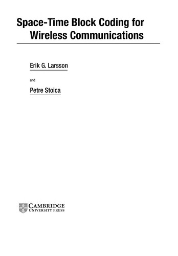 Cover for SPACE-TIME BLOCK CODING FOR WIRELESS COMMUNICATIONS.