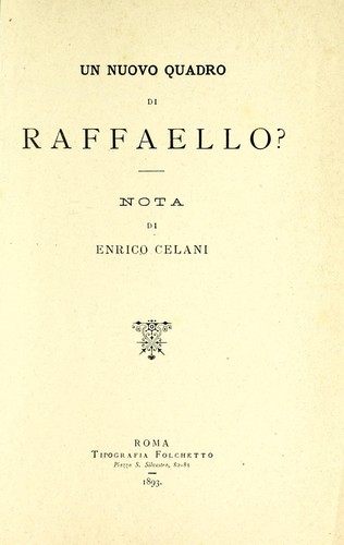 Cover for Un nuovo quadro di Raffaello?