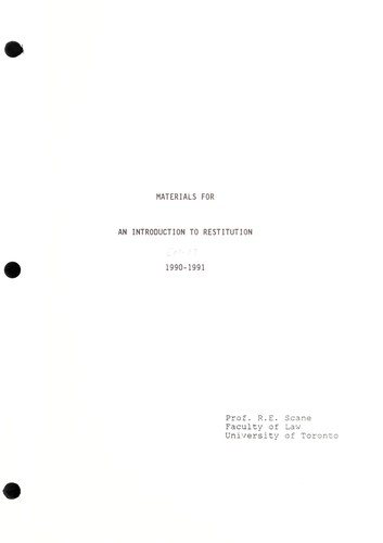 Cover for Materials for an introduction to restitution