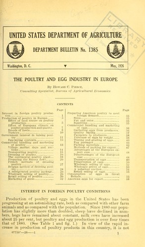 Cover for The poultry and egg industry in Europe