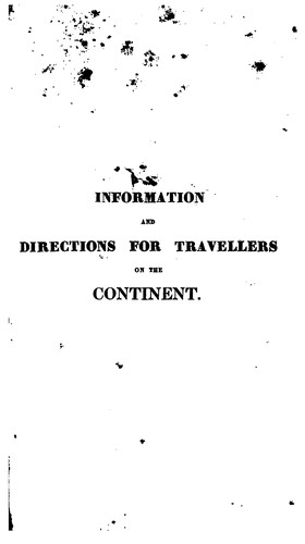 Cover for Information and Directions for Travellers on the Continent