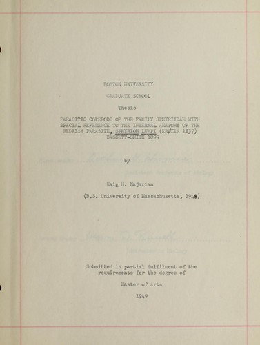 Cover for Parasitic copepods of the family Sphyridae with special reference to the internal anatomy of the redfish parasite, Sphyrion Lumpi (Krøer) 1837 Bassett-Smith, 1899