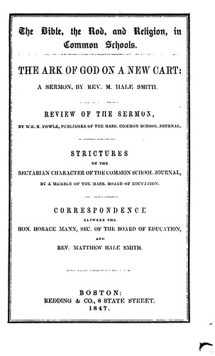 Cover for The Bible, the Rod, and Religion, in Common Schools