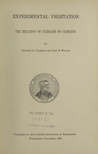 Cover for Experimental vegetation