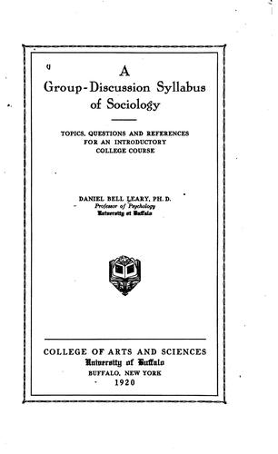 Cover for A group-discussion syllabus of psychology