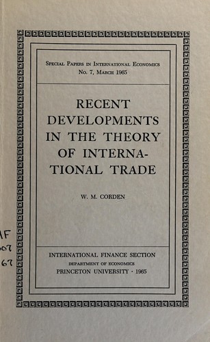 Cover for Recent developments in the theory of international trade