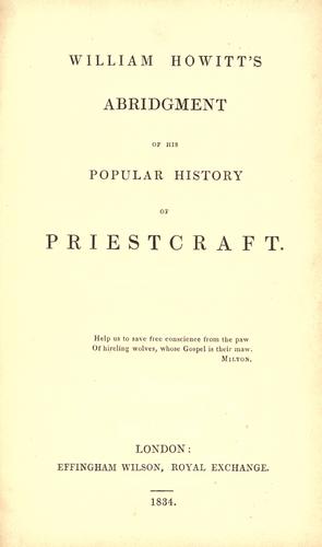 Cover for William Howitt's abridgment of his popular History of priestcraft.