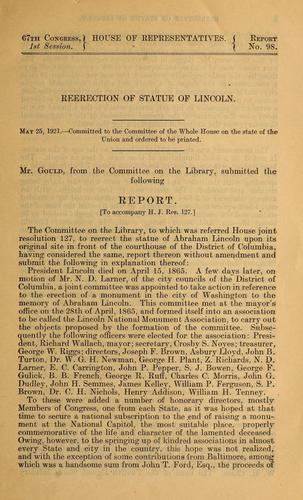 Cover for Reerection of statue of Lincoln