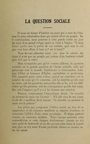Cover for La Question sociale