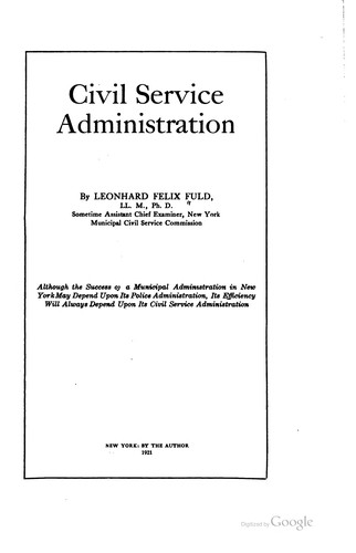 Cover for Civil service administration