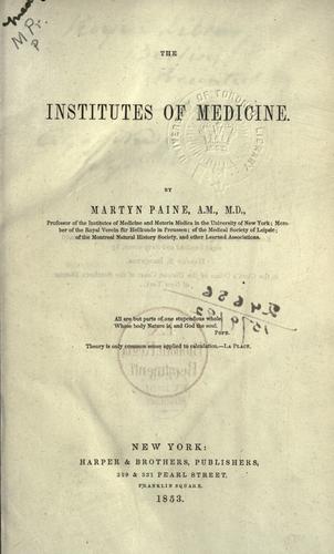 Cover for The institutes of medicine.