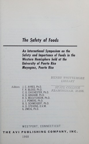 Cover for The Safety of foods