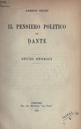 Cover for Il pensiero politico di Dante