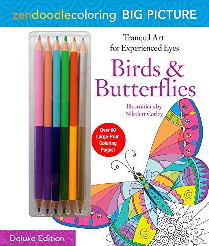 Cover for Zendoodle Coloring Big Picture : Birds & Butterflies