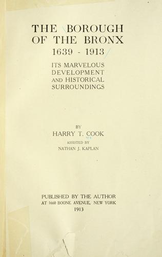 Cover for The borough of the Bronx, 1639-1913