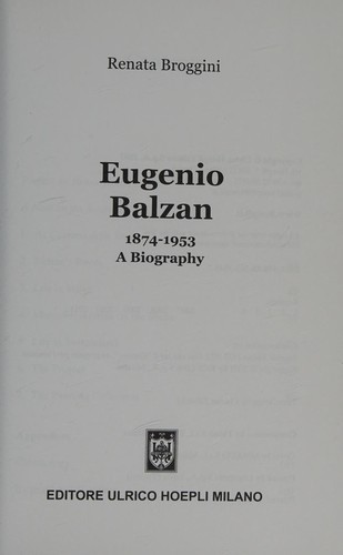 Cover for Eugenio Balzan