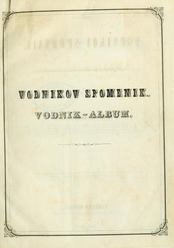 Cover for Vodnikov spomenik.