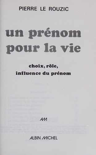 Cover for Un Prénom pour la vie
