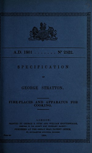 Cover for Specification of George Stratton