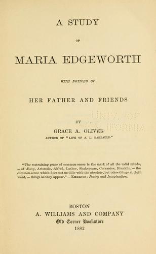 Cover for A study of Maria Edgeworth.