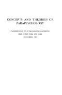 Cover for Concepts and theories of parapsychology
