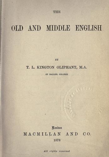 Cover for The Old and Middle English.
