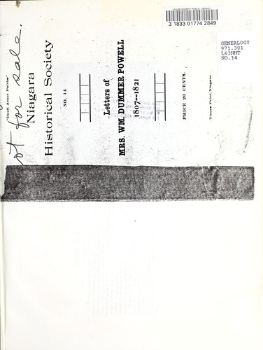 Cover for Letters of Mrs. Wm. Dummer Powell, 1807-1821.