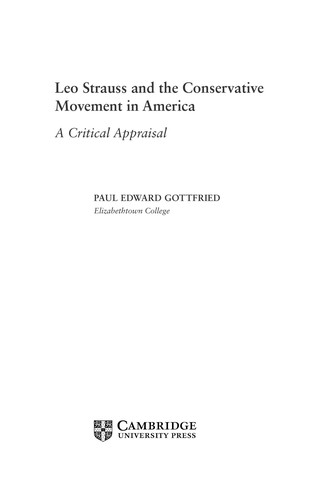 Cover for Leo Strauss and the conservative movement in America