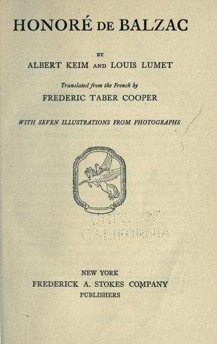 Cover for Honoré de Balzac