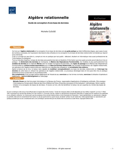Cover for Algèbre relationnelle