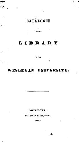 Cover for Catalogue of the Library of the Wesleyan University