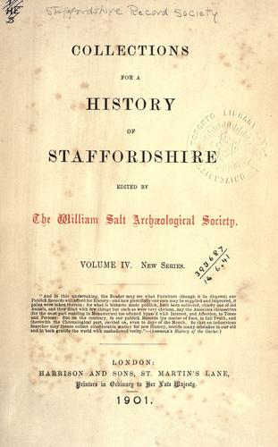 Cover for Collections for a history of Staffordshire. New Series Volume IV