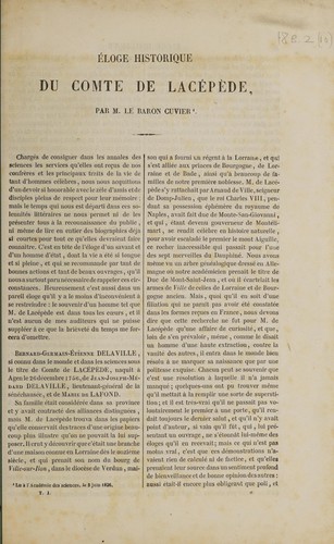 Cover for Histoire naturelle de Lacépède