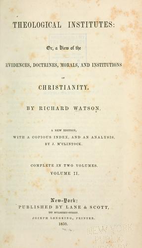 Cover for Theological institutes